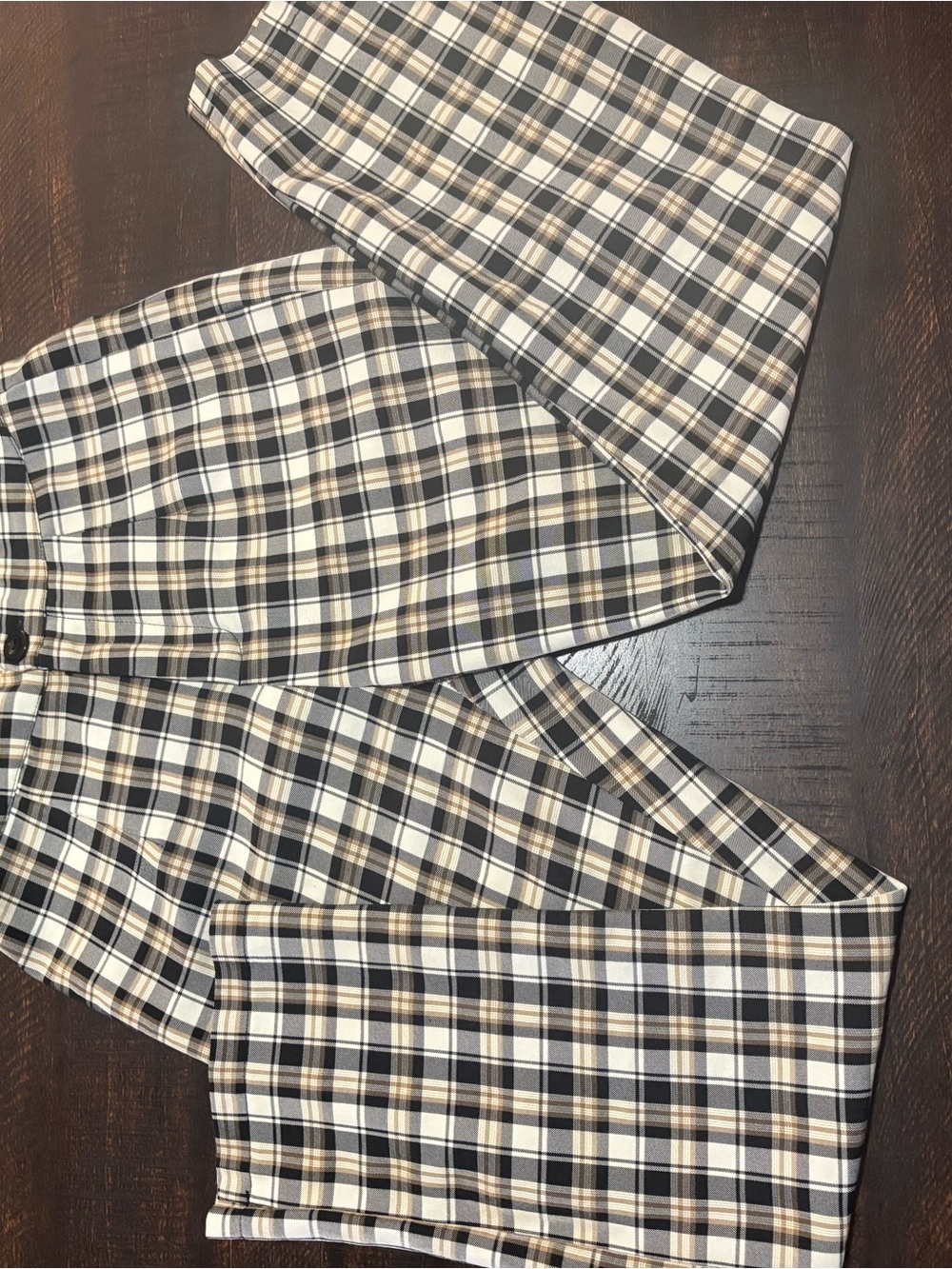 Plaid Stretch Pants - Black & Cream